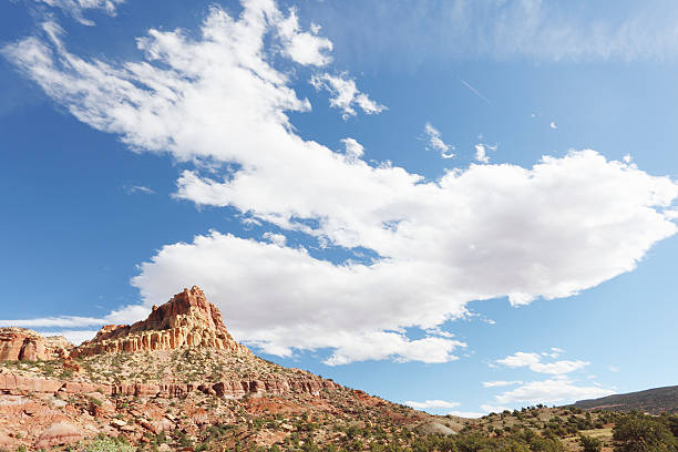 istock rock formation canyon  view below blue sky in Utah USA 171271885