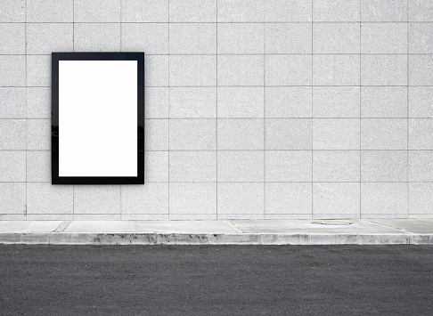 Blank billboard on a bus stop-clipping path of billboard included