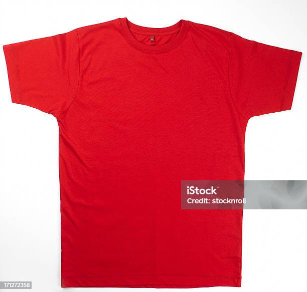 Red Tshirt On White Background Stock Photo - Download Image Now - T-Shirt, Beauty, Blank