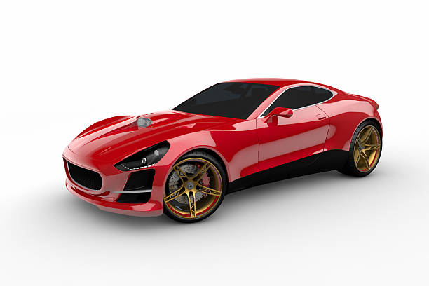 istock Red fancy sport car on white background 171272401