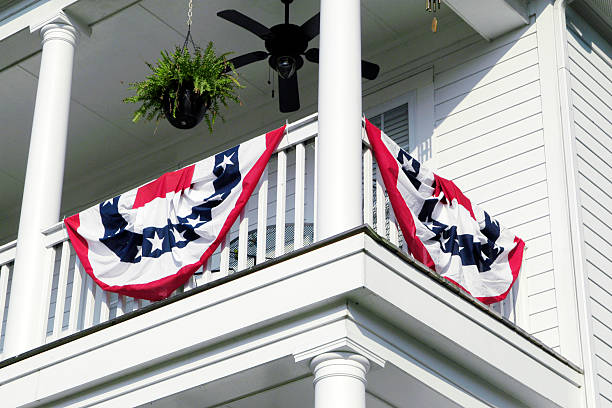 A backlit American Flag