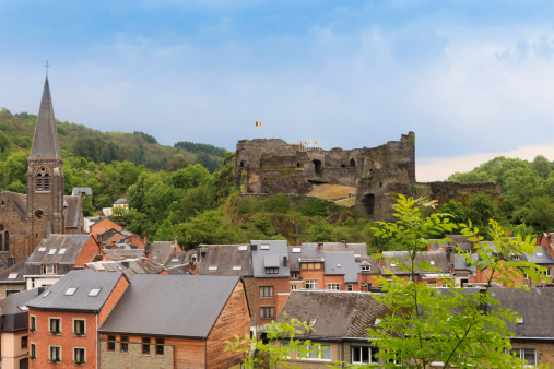 Traben Trarbach, Germany – May 21, 2022: The view of Grevenburg Castle Ruins. Historical landmark in Traben-Trarbach, Germany.