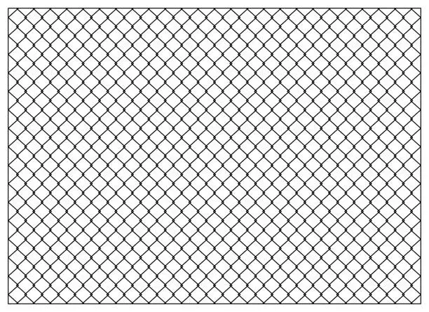 Vector illustration of Black metal fence vector pattern on white background.