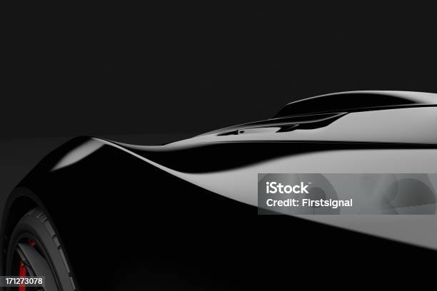 Black Sport Car On Dark Background Stock Photo - Download Image Now - Shiny, Black Color, Car