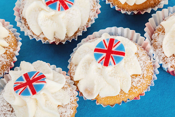 Patriotic British Cupcakes stock photo