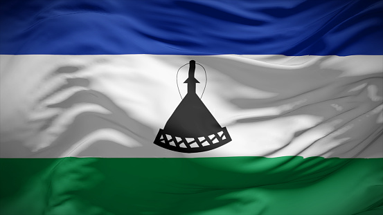 3d illustration flag of Lesotho. Close up waving flag of Lesotho.