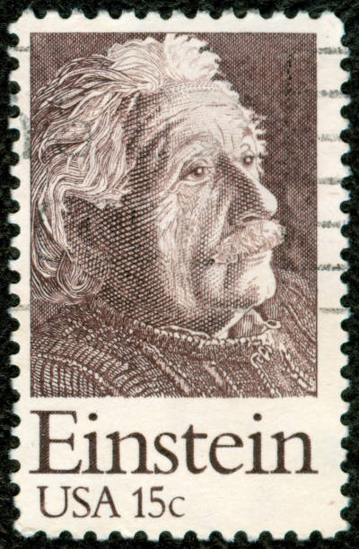 US Postage stamp "Dublin, Ireland - Jun 26st, 2010:US postage Stamp with a portrait of Albert Einstein. Like one of the biggest and powerful name for intelligence and geniality." united states postal service photos stock pictures, royalty-free photos & images