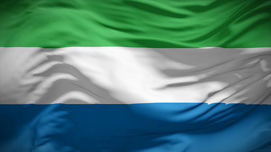 3d illustration flag of Sierra Leone. Close up waving flag of Sierra Leone.