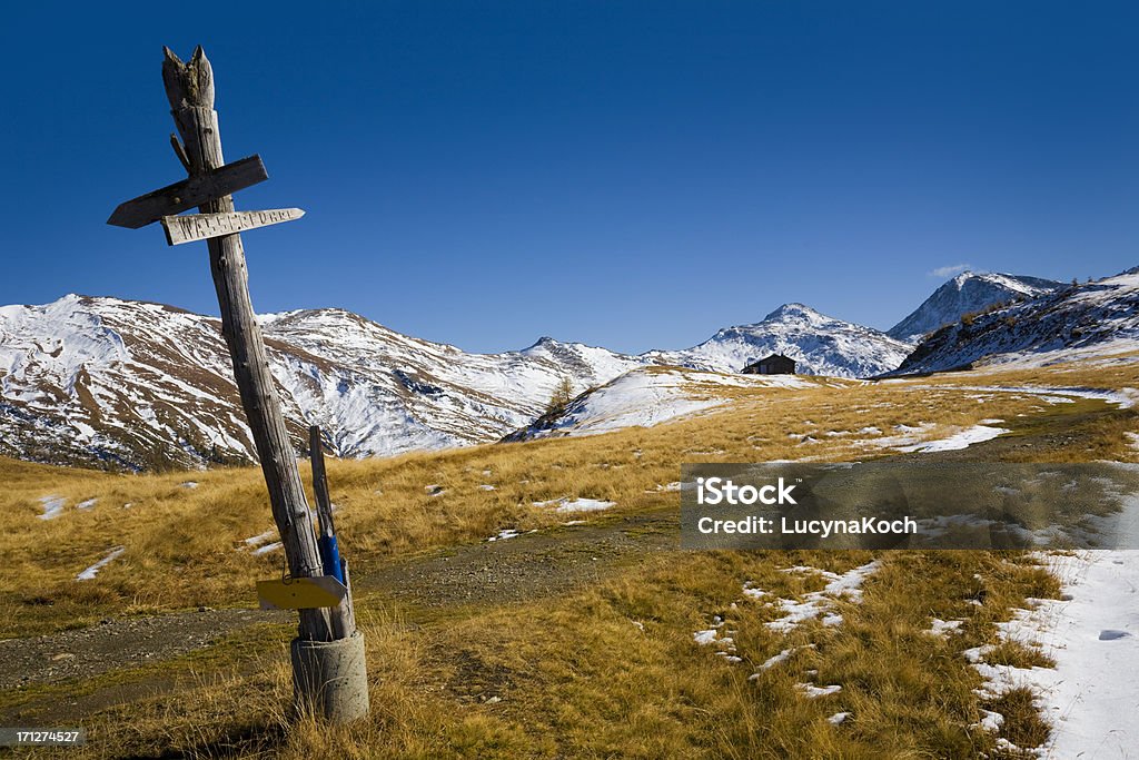 Alpine Wegweiser - Lizenzfrei Alpen Stock-Foto