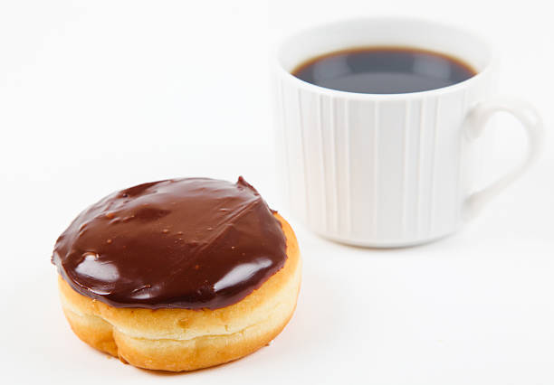 Chocolate donut with coffee stock photo