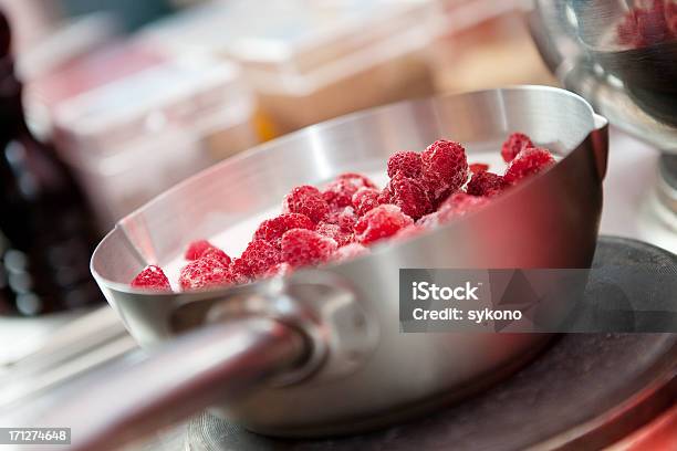 Preparing Raspberry Dessert Stock Photo - Download Image Now - Cooking Pan, Baked Pastry Item, Bakery