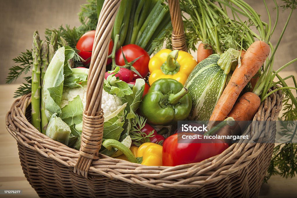 Frisches Gemüse: in einem Korb - Lizenzfrei Ansicht aus erhöhter Perspektive Stock-Foto