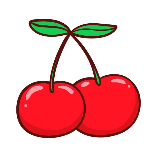 Vector illustration of Pair of cherries fruit cartoon