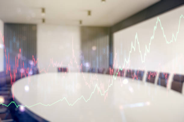 istock Double exposure of virtual creative financial diagram on a modern boardroom background, banking and accounting concept 1712764402