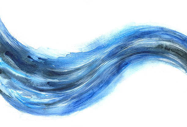 wave of energy "flowing blue wave of energy, watercolor painting" tide going out stock illustrations