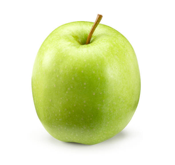 istock single green apple isolated on white background. clipping path 1712767312