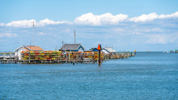 This is a view of a public dock in the summer. It is located in Nags Head NC.