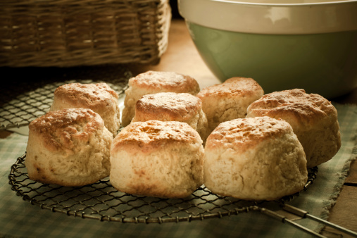 Scones cooling on a wire rack