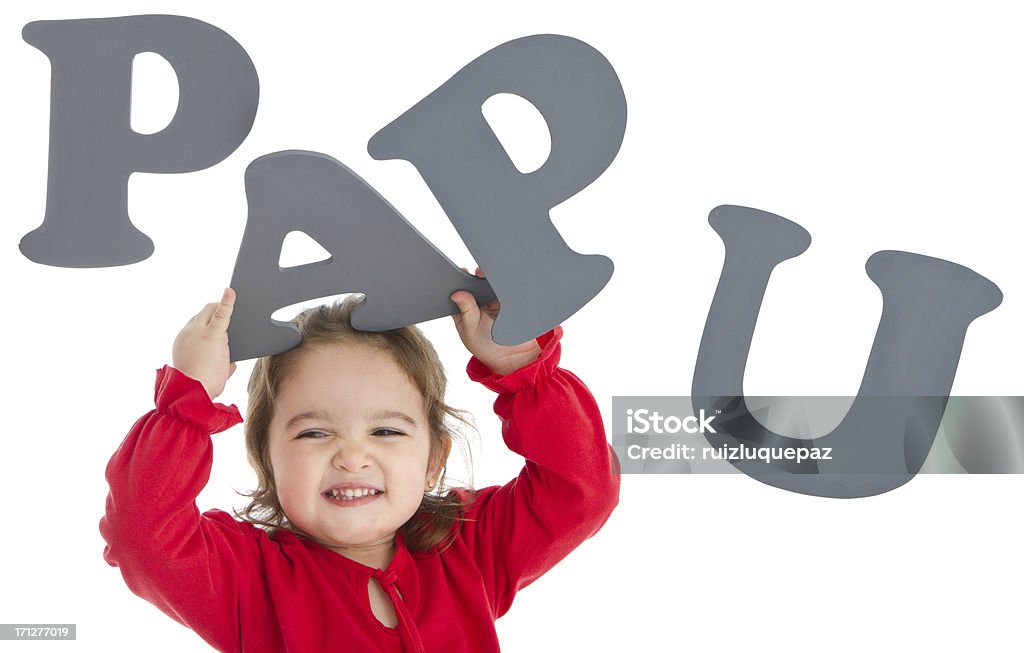 Adorabile bambina con lettere - Foto stock royalty-free di 2-3 anni