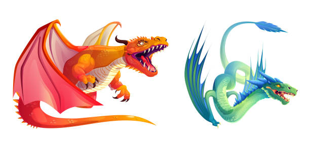 istock Magic fantasy dragon set for fairy game cartoon 1712771747