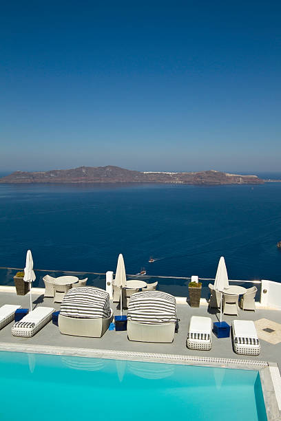istock Luxury swimming pool in Santorini in Greece 171277461