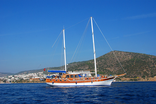 Wooden yacth on the sea