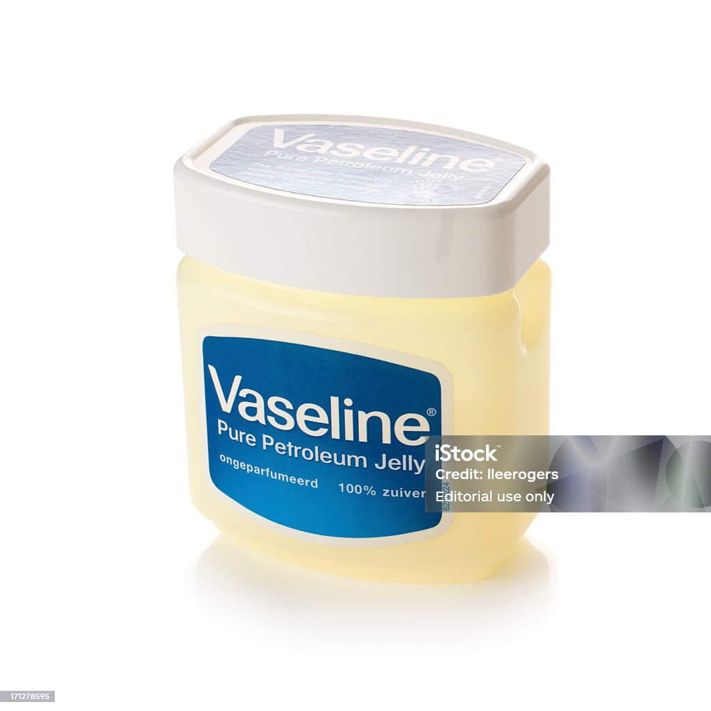 Tub Of Vaseline On A White Background Stock Photo - Download Image