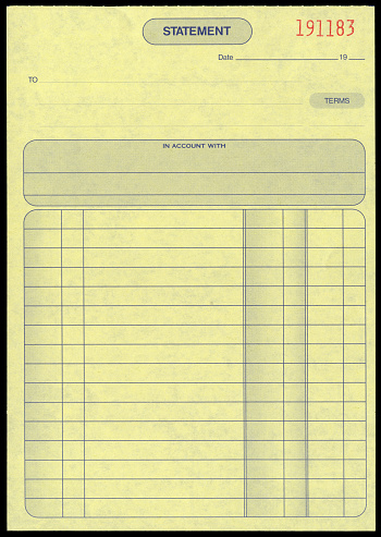 a blank statement receipt isolated on black