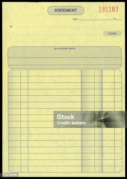 Statement Stock Photo - Download Image Now - Receipt, Blank, Yellow