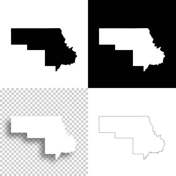 Vector illustration of Morton County, North Dakota. Maps for design. Blank, white and black backgrounds