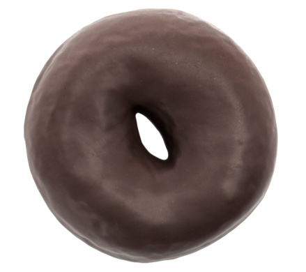Chocolate doughnut on white background