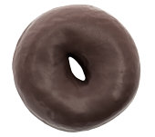 Closeup view of a perfect single chocolate donut