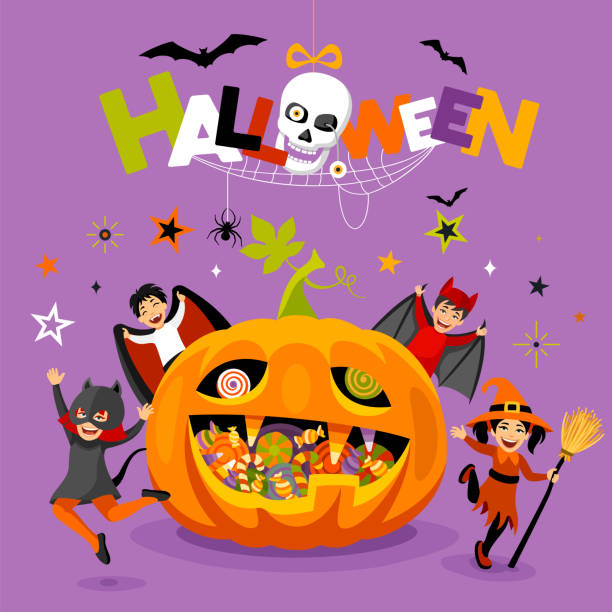 ilustraciones, imágenes clip art, dibujos animados e iconos de stock de fiesta de halloween. cartel del festival de octubre. truco o tratos. - running mummified horror spooky