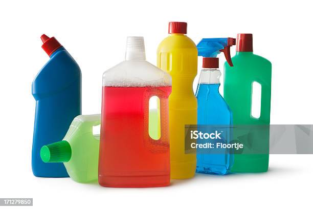 Cleaning Cleaning Products Isolated On White Background Stock Photo - Download Image Now
