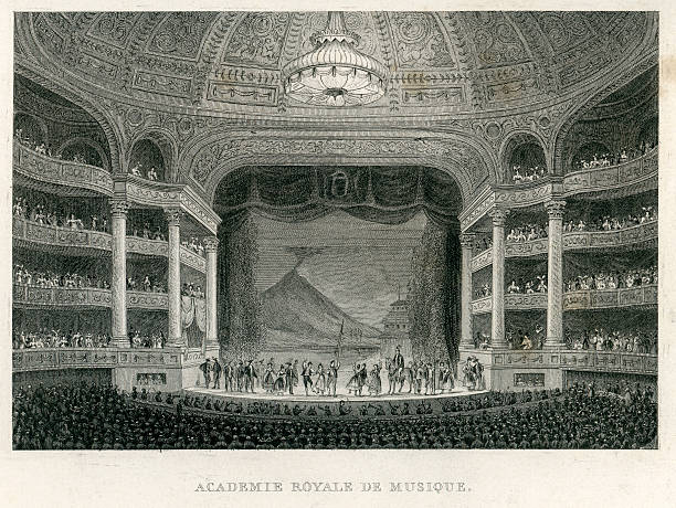 ilustrações, clipart, desenhos animados e ícones de academie royale du mustique, paris - opera house