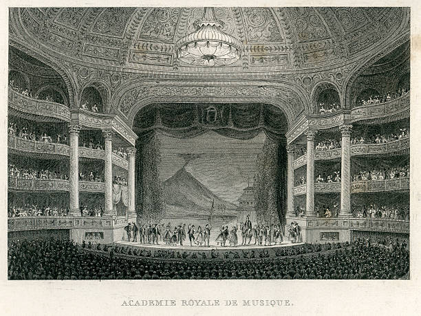 Royal Academy of Music, Paris "Academie royale du Musique, Paris, France, 1849" stage theater illustrations stock illustrations