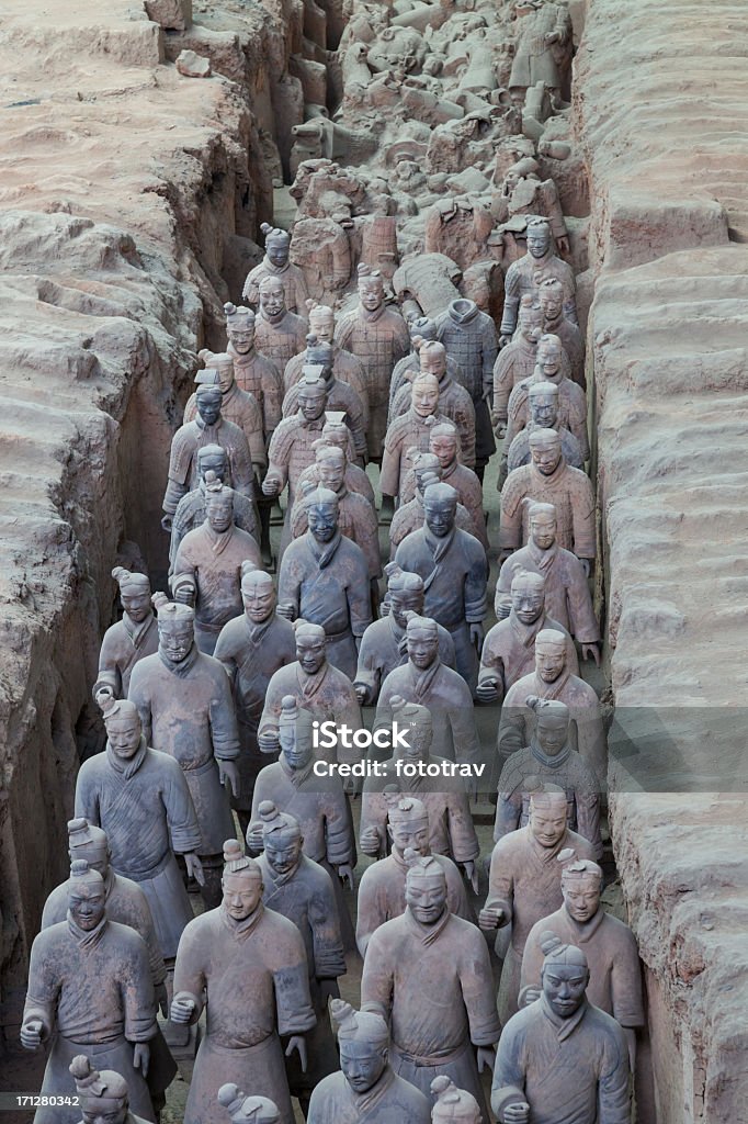 Burried Terracotta Warriors in Xi'an, China Xi'an, Shaanxi Province, China Ancient Stock Photo