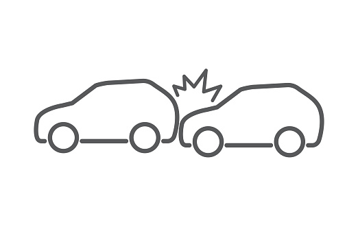 Car crash icon isolated on white background. Vector illustration