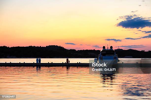 Silhuette Of The Sailing Boat During Evening Stock Photo - Download Image Now - Adriatic Sea, Back Lit, Cloud - Sky