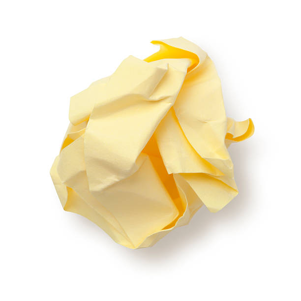 紙ボール粘着性注意ください。 - paper crumpled document letter ストックフォトと画像