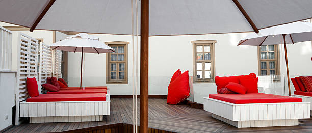 istock Red comfortable beds in a hotel, 171282601