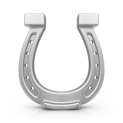 Old horseshoes in black and white closeup, equine concept