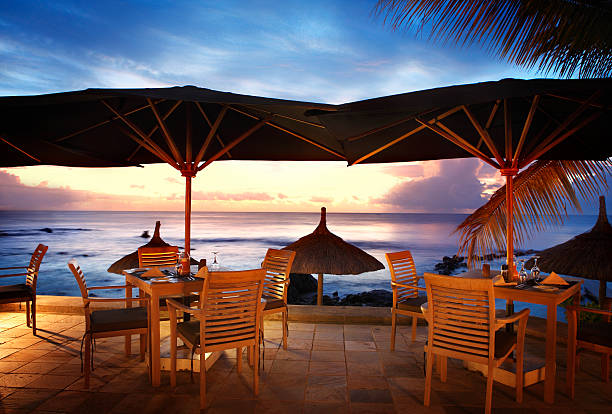 istock Romantic terrace on the beach by twilight 171283351