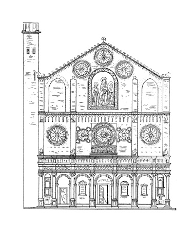 Spoleto Cathedral Italy Antique Architectural Illustrations Stock ...
