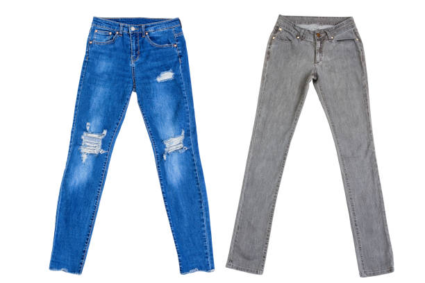 istock Blue jeans denim set isolated on white background with copy space. Top view and mock up clothes. Male female pants collage isolate. Autumn wear Different types clothing. 1712837769