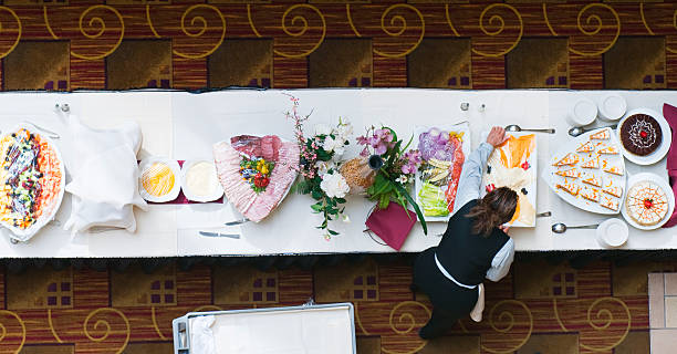Looking Down at a Buffet Table stock photo