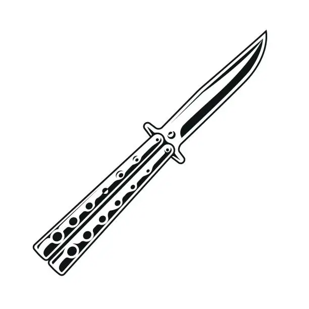 Vector illustration of Vector Balisong Knife Isolated