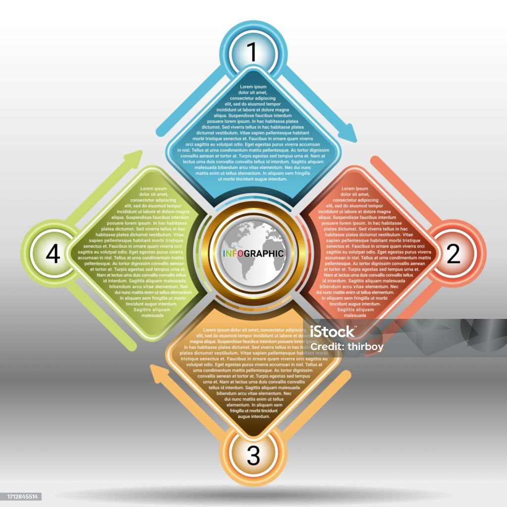 4 Module Infographic 4 Stages Infographic Template With Diagram Stock Illustration ...