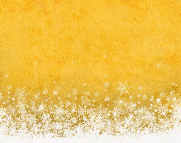 istock Christmas gold color watercolor background illustration with dancing snowflakes 1712845540