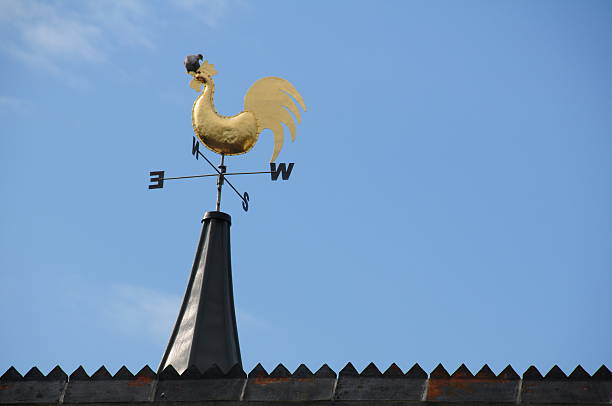 banderuola, jersey. - roof roof tile rooster weather vane foto e immagini stock
